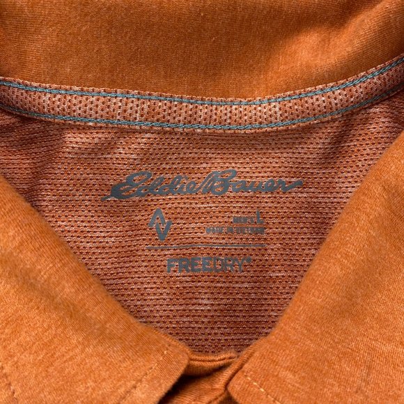 Eddie Bauer Free Dry Golf Shirt Men Large L Orange Casual Breathable Mesh Back - Picture 3 of 9